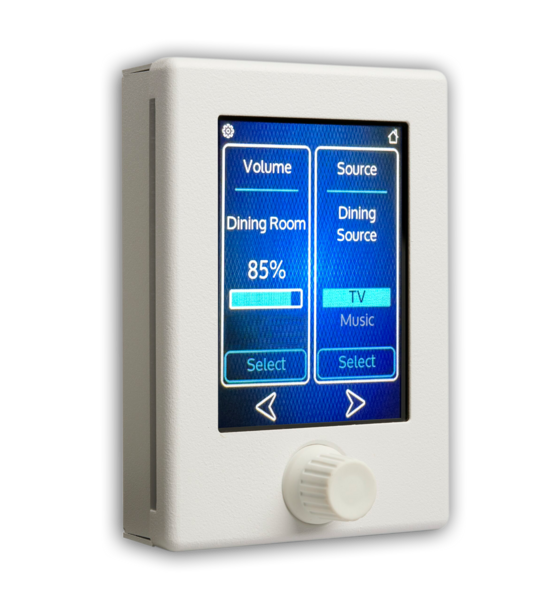 WALL-MOUNTED TOUCH-ENABLED CONTROL PANEL, ROTARY ENCODER, POE POWERED FOR EASY INSTALLATION-WHITE